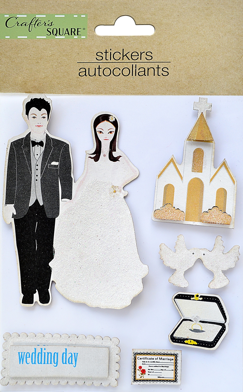 Little Birdie 3D Embellishment 6/Pkg-Wedding Day - 6 Pack