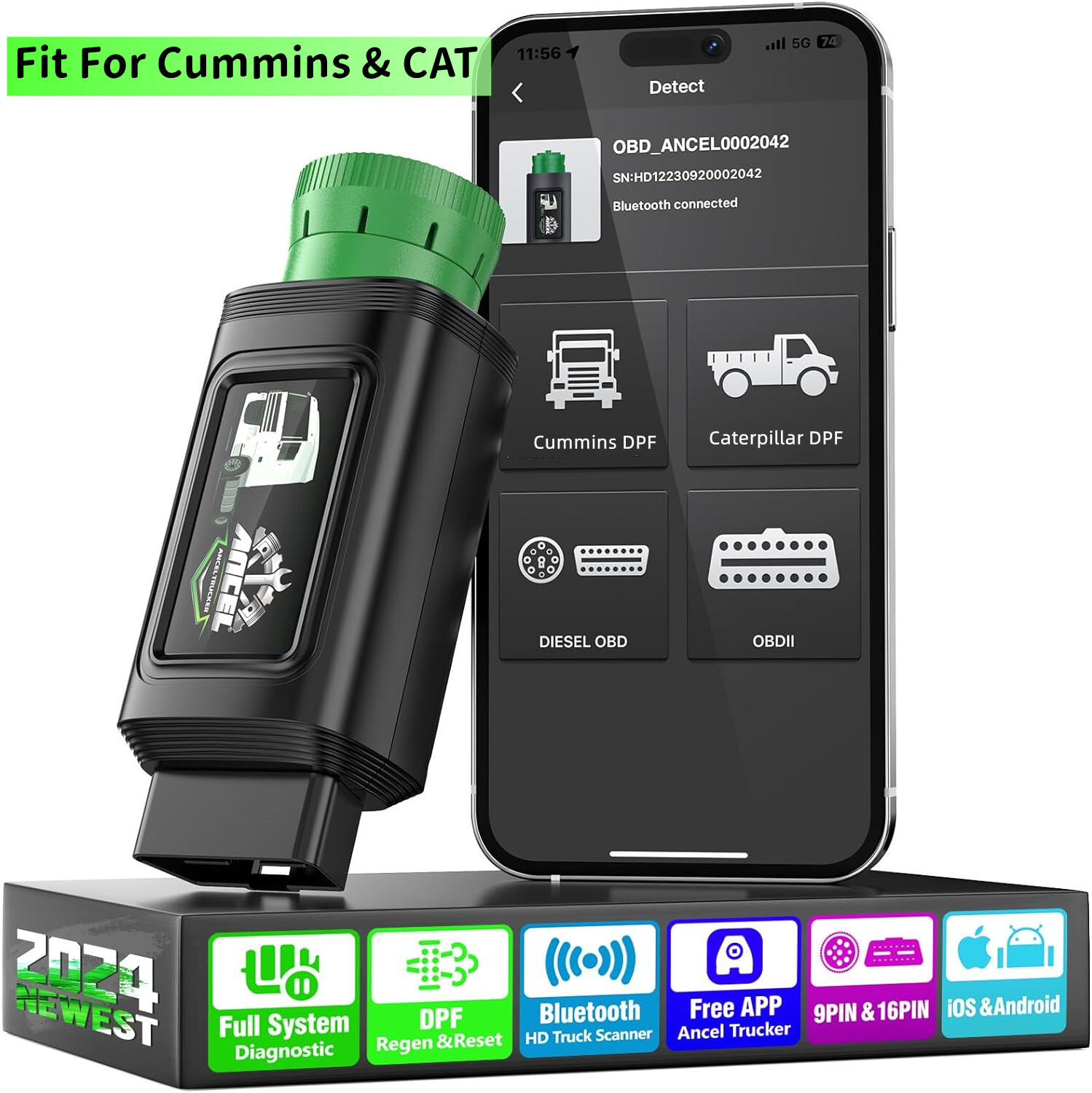 for Cummins CAT Engines DPF Regen Tool Heavy Duty Truck Scanner OBD2 Code Reader
