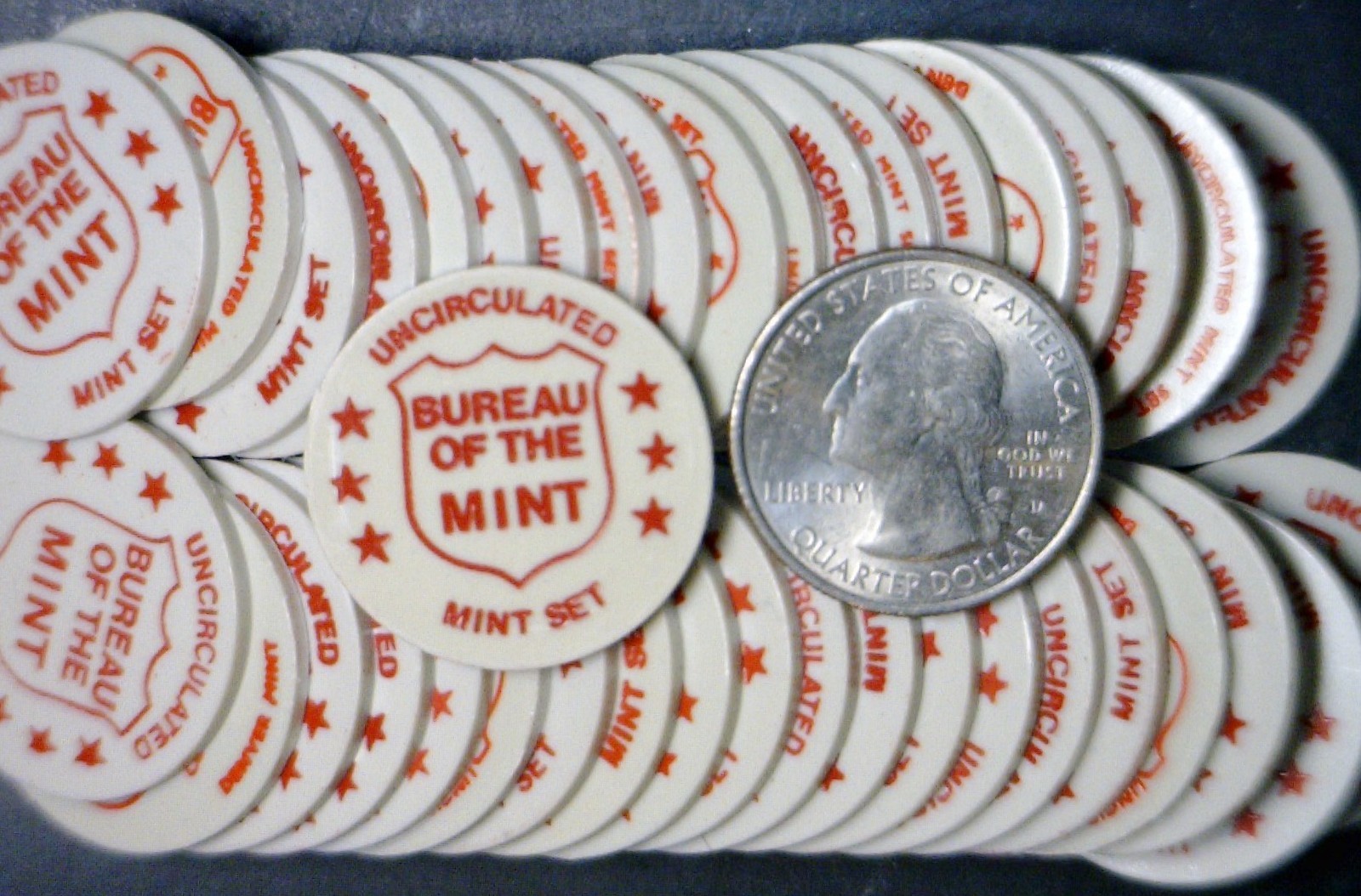 2 ROLLS of U.S. Mint Set Quarter Size Token .25c Size Token lk Coins 80 Coin LOT