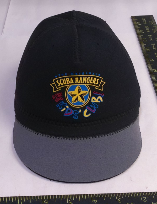 Scuba Rangers Kids' Club Neoprene Dive Cap Black/Gray Youth Adjustable Large NOS