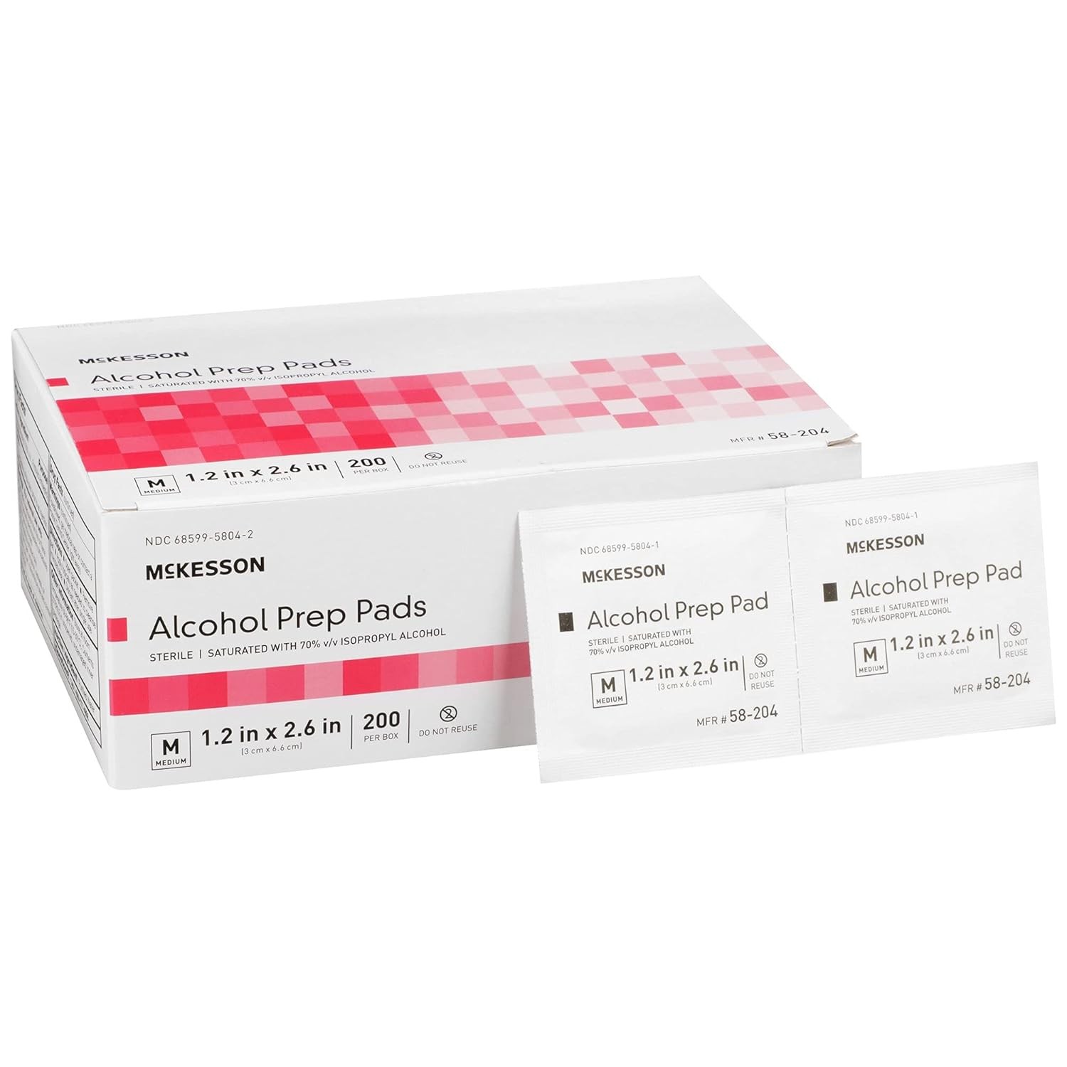 Alcohol Prep Pads [Pack of 200] 70% Isopropyl, Individually Wrapped Wipes