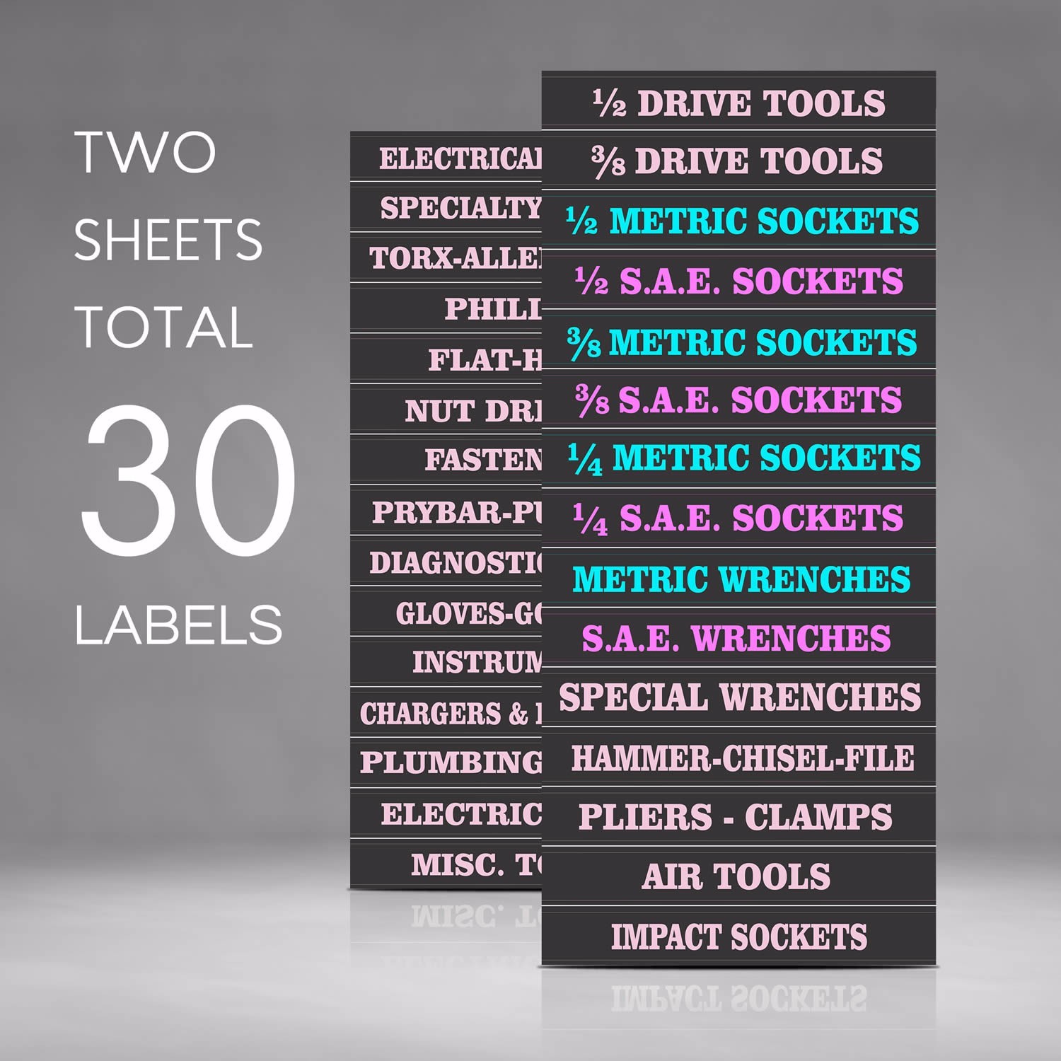 Ladies Edition - Adhesive TOOLBOX LABELS Organize Wrenches & Tools fast & easy