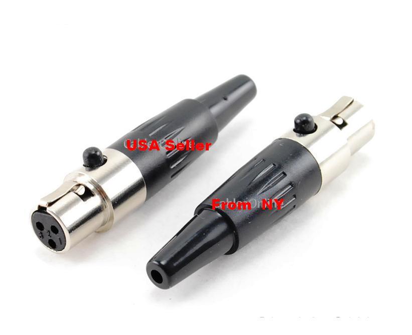 2PK 3 pin XLR Audio Female plug Mini Microphone Socket connector for Cable USA**