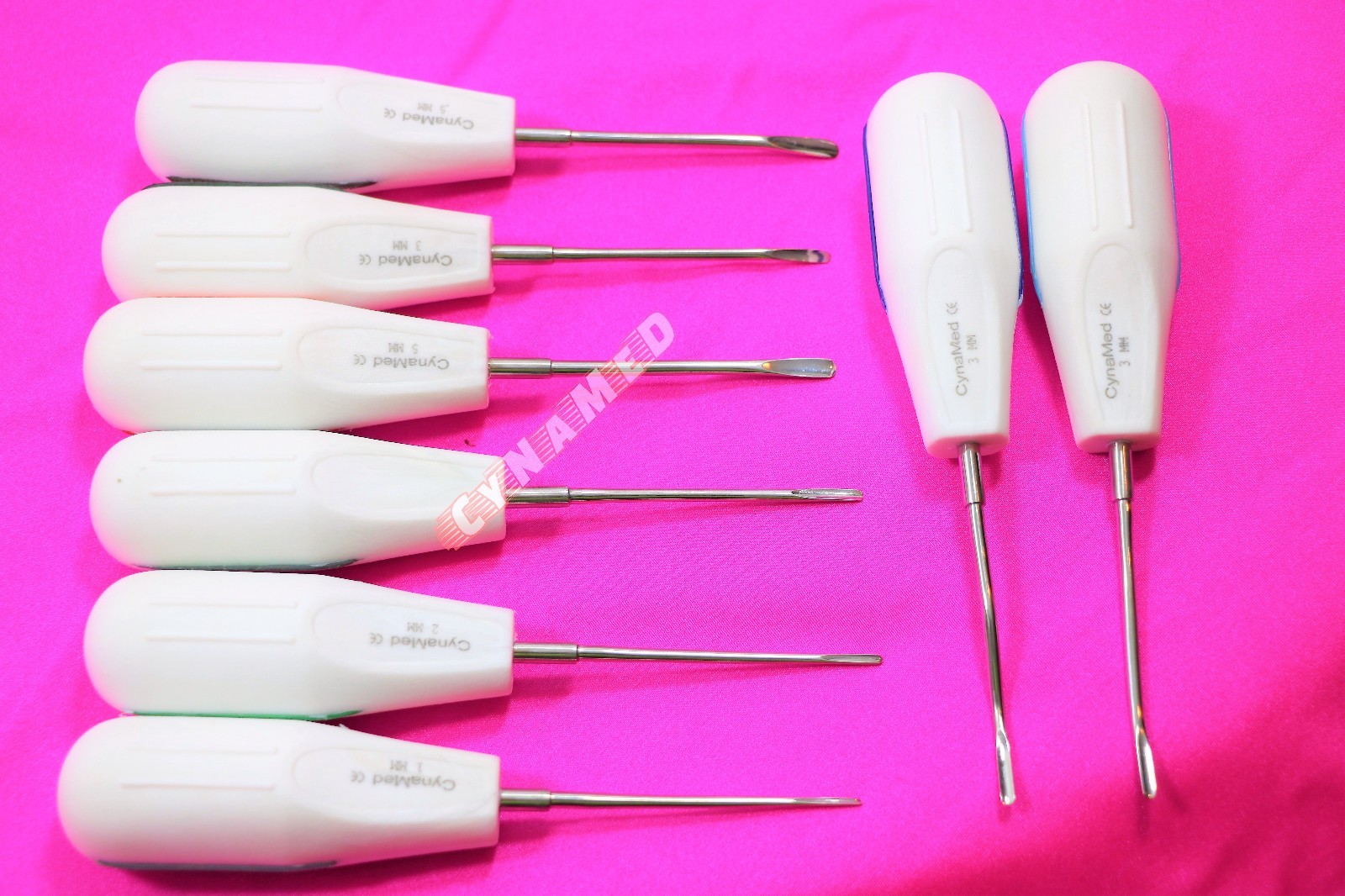Dental Luxating Elevator Tooth Extraction Tools 8 Pcs, Straight Curved & Angled