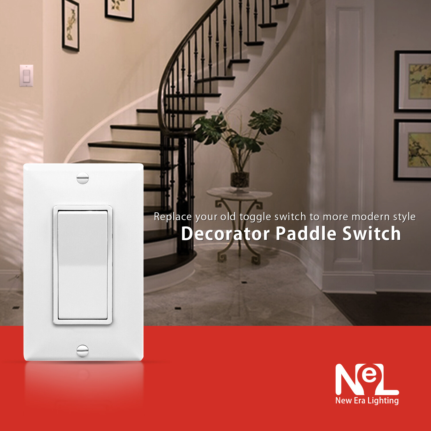 3-Way, Single-Pole, Wall Light Switch, On/Off Rocker Paddle Switch, UL, 10 Pack