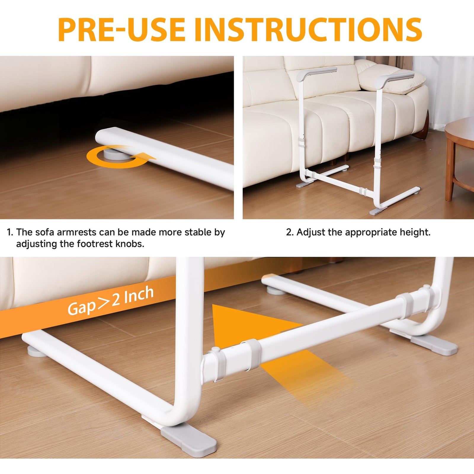 Couch Stand Assist with Handrails, Width and Height Adjustable Aid for Elderly