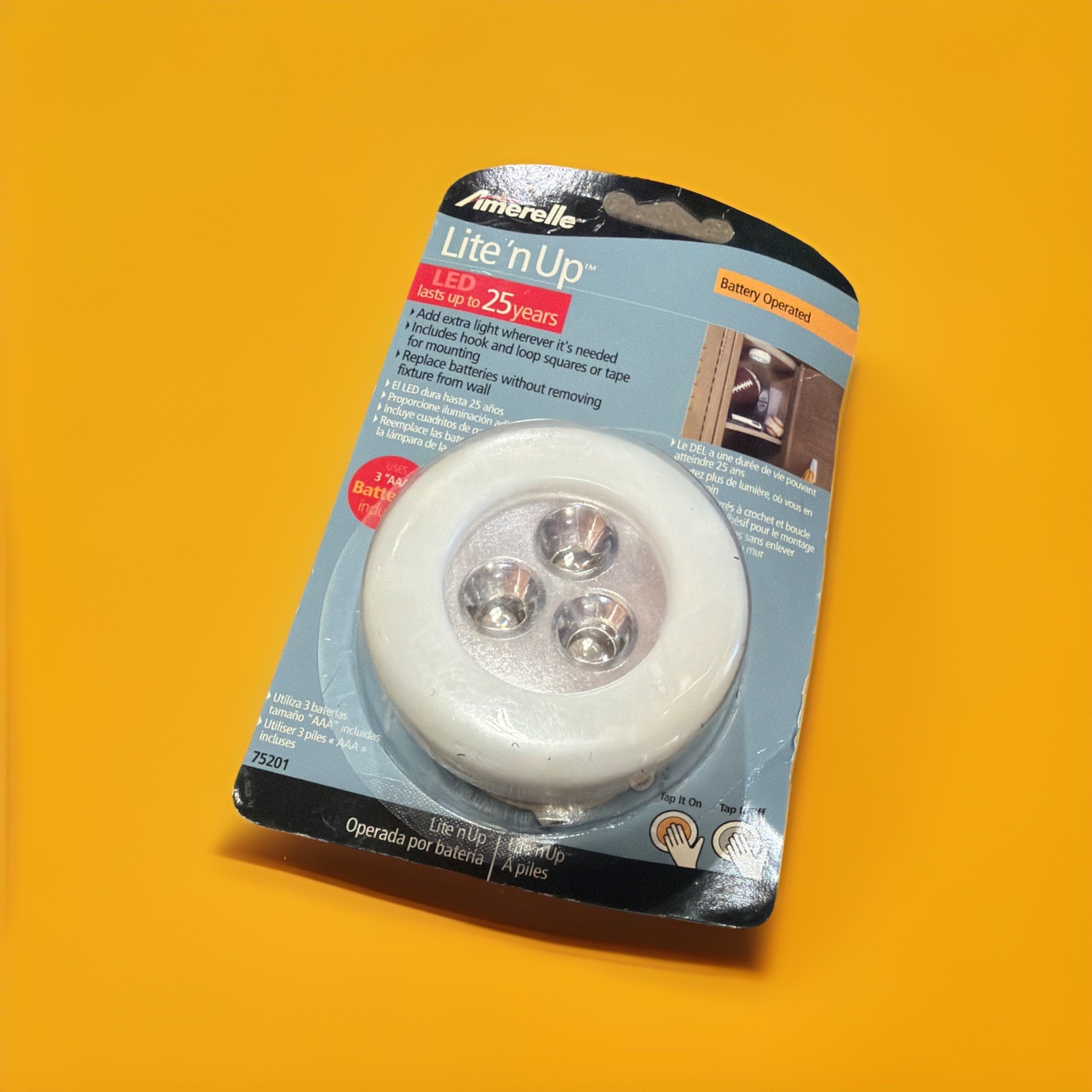 🔥1 Unit ~ Amerelle 75201 Lite’n Up LED Tap Light Battery Operated Push🔥