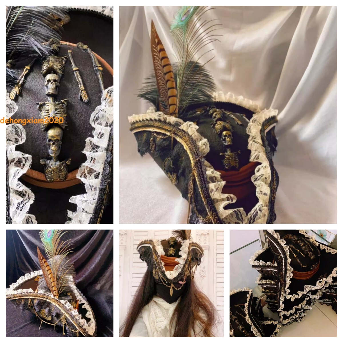 Pirates of the Caribbean Cocked Hat Pirate Cap Headgear Cosplay Halloween Props