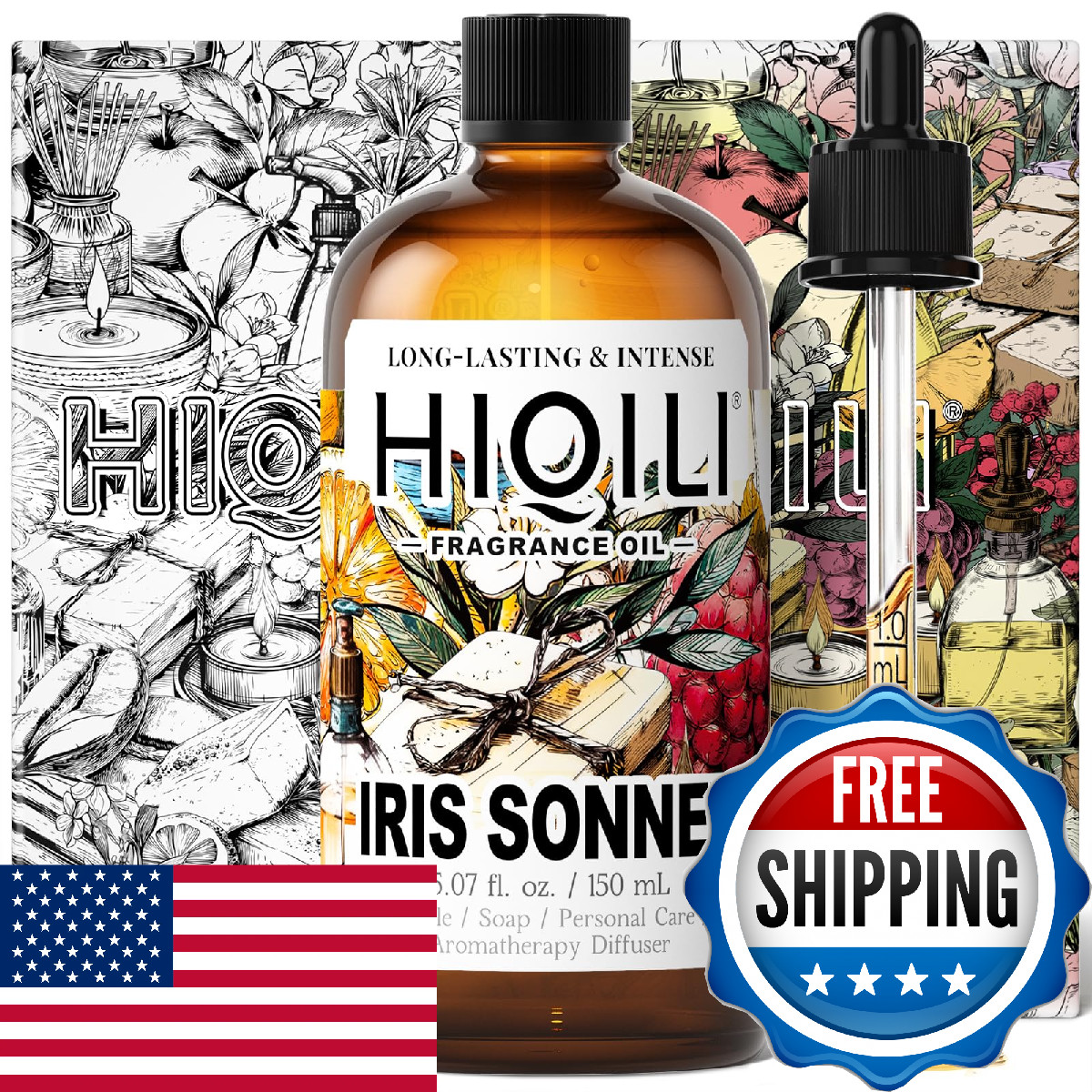 HIQILI Iris Sonnet Fragrance Oil, Premium Concentrated Scent for Home Diffuser,