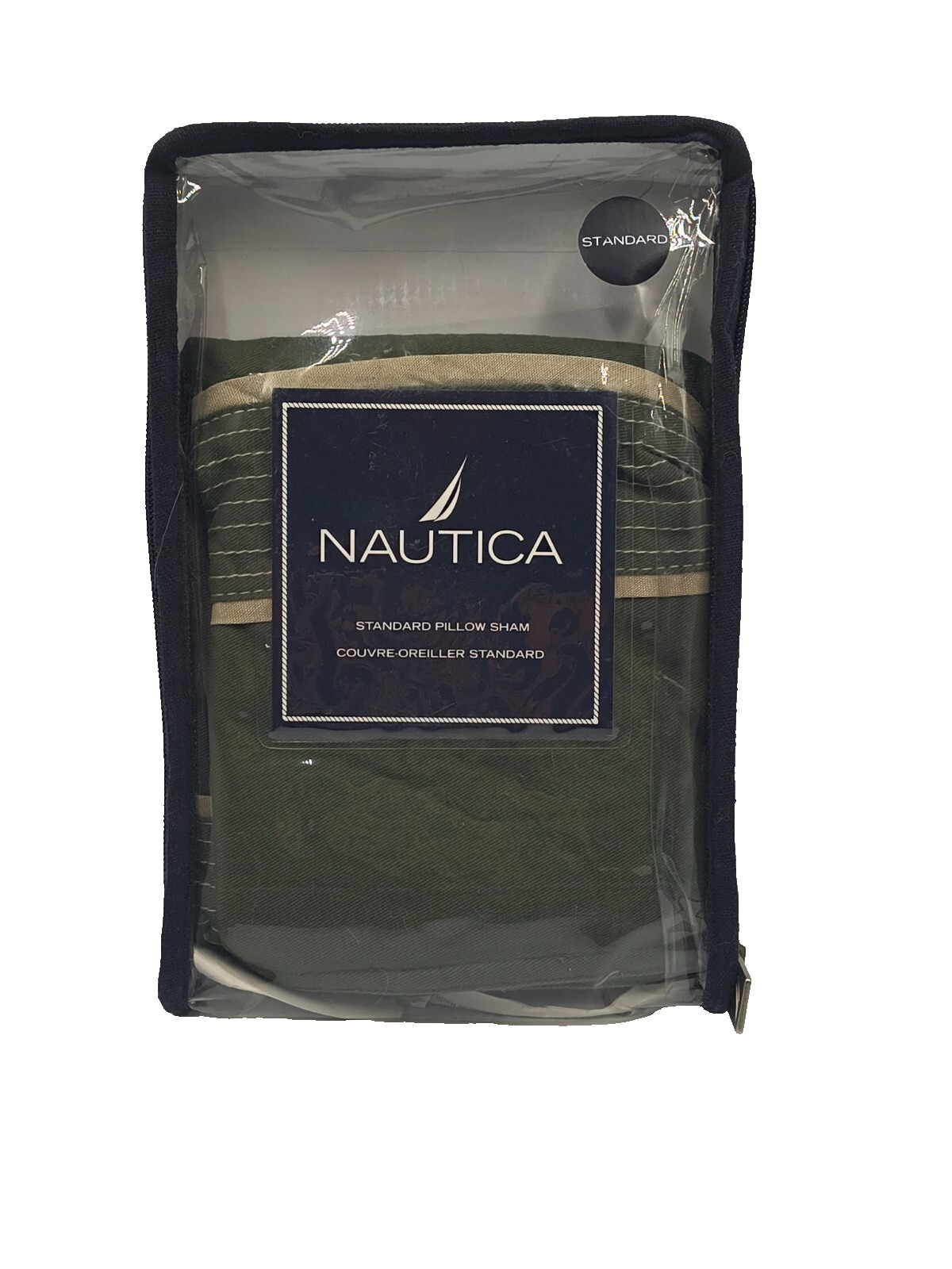 Nautica SEAGROVE Olive Green Standard Sham 100% Cotton 20"x26" NEW