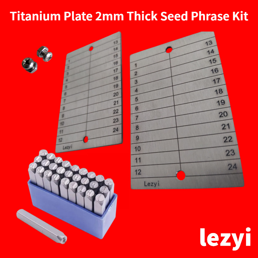 Lezyi Titanium Plate Seed Phrase Kit DIY Crypto Cold Wallet Recovery