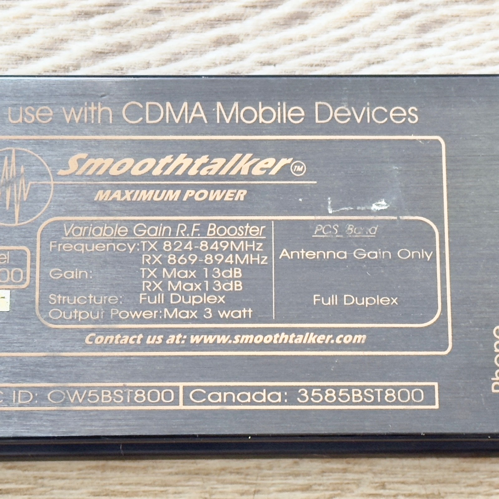 Smoothtalker Mobile Cellular Booster Amplifier BST800