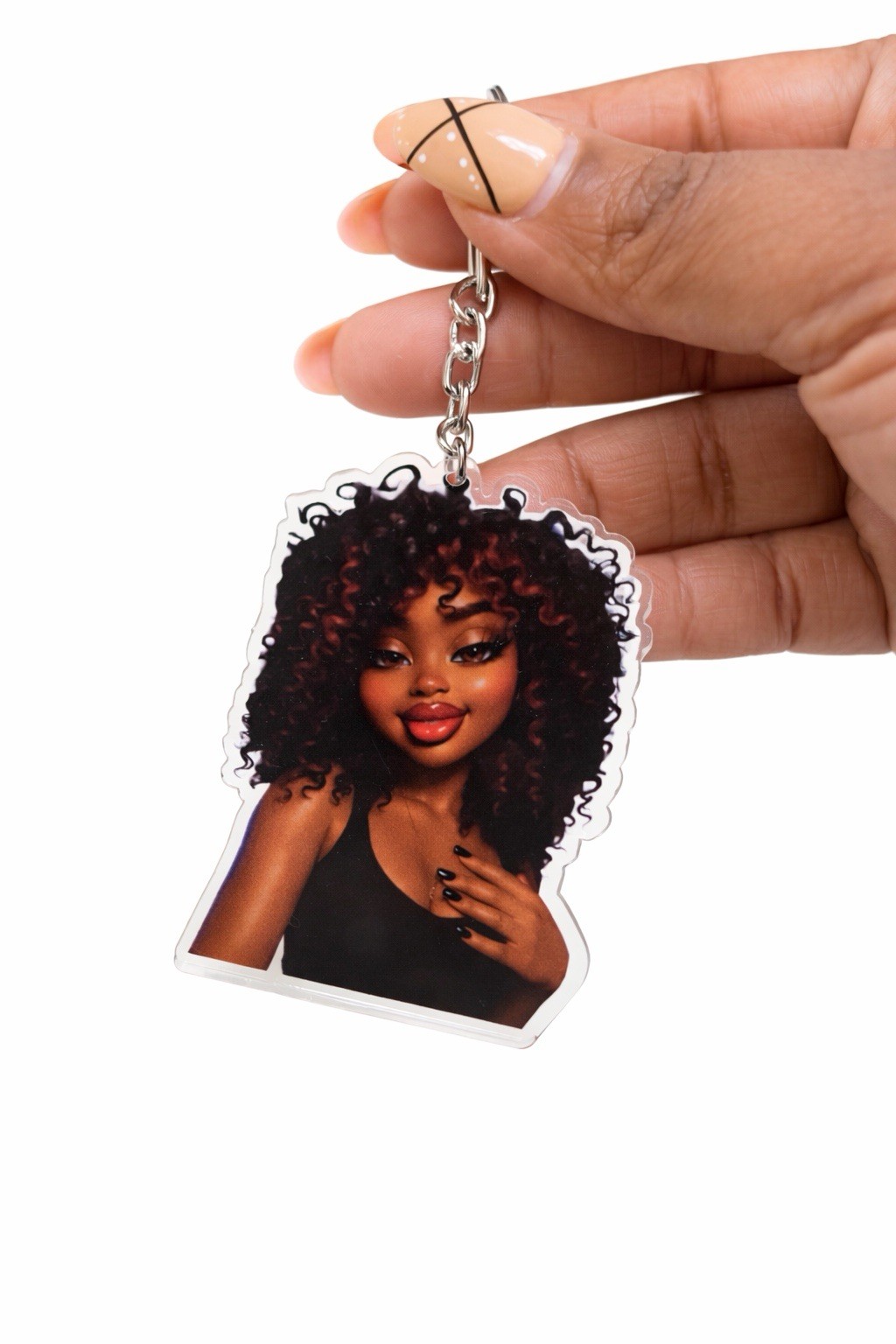 Cute Black Girl Keychain Set Acrylic Purse Charm for Bags Keys