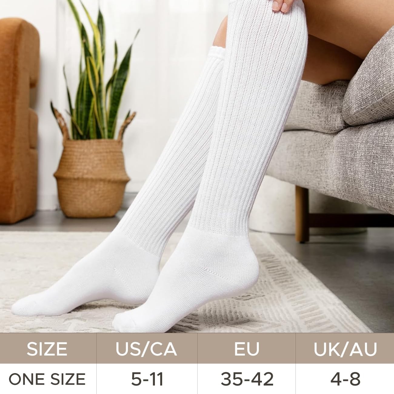 diputox Slouchy Socks Women Slouch Scrunch Knee High Boot Medium, White02
