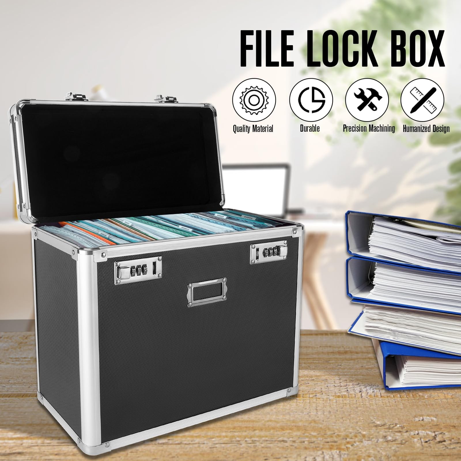 File Organizer Storage Box, Portable Locking Storage Totes - Storage Box with Du