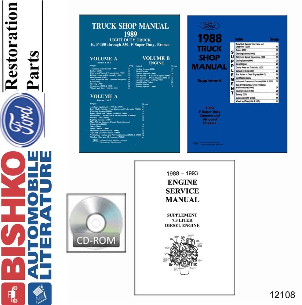 1989 Ford Truck Light Duty F150 F250 F350 Shop Service Repair Manual CD