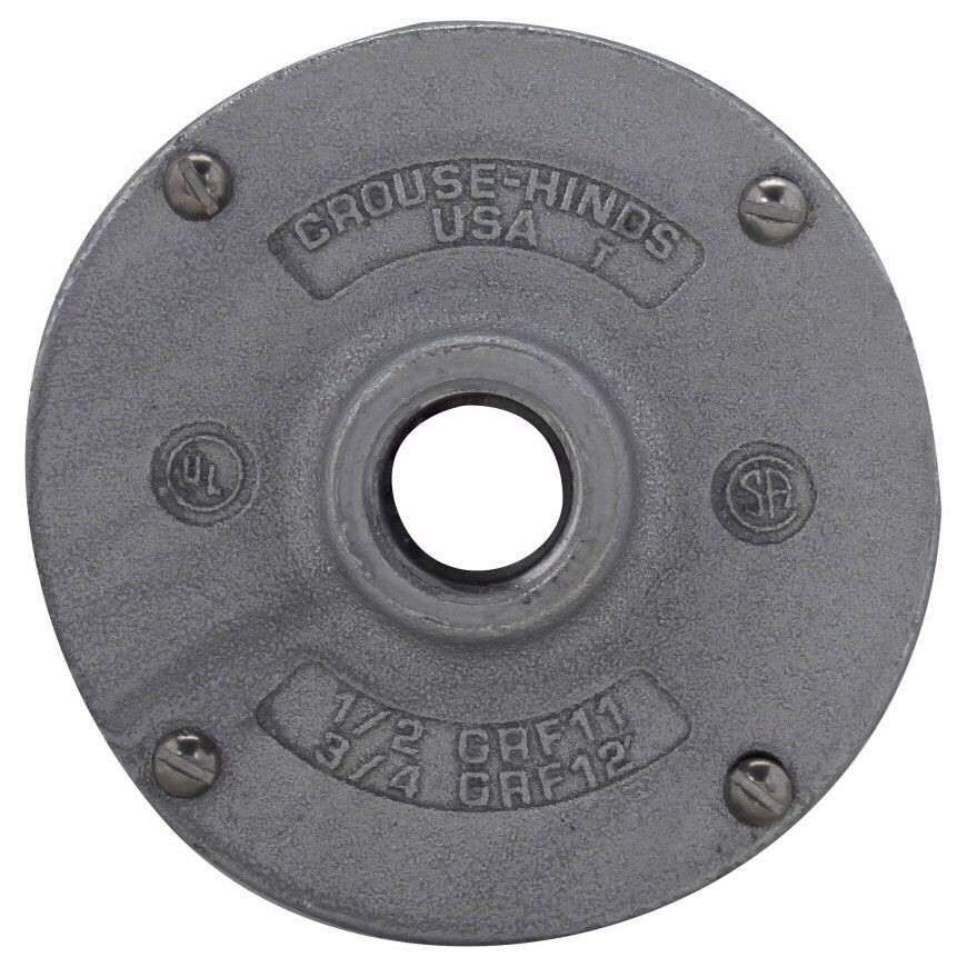 Crouse-Hinds GRF12, Round Outlet Box Cover, 3/4 Grf Surface Iron Hub Cvr, 1 PC