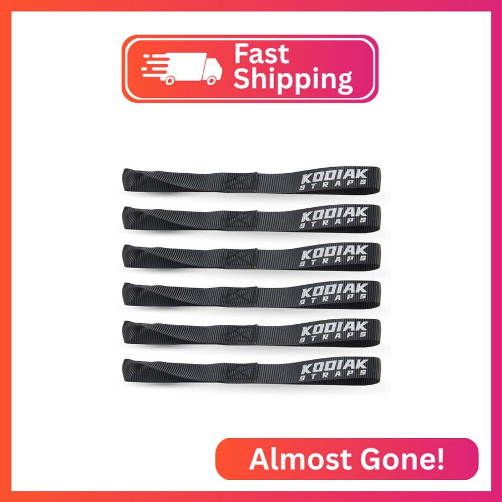 Soft Loop Tie Down Straps - 1 x 12 inches- 4,500 lb Load Capacity - Black 6 Pack