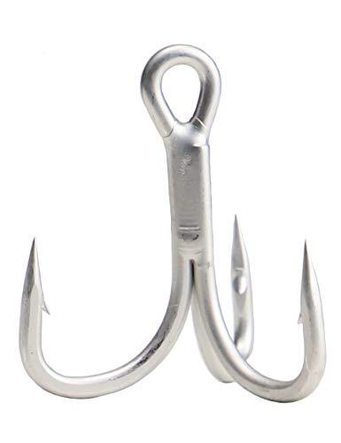 Saltwater Hooks Large Size 4X Strong Triple Fishing Hooks for Big Game, 10-Pack