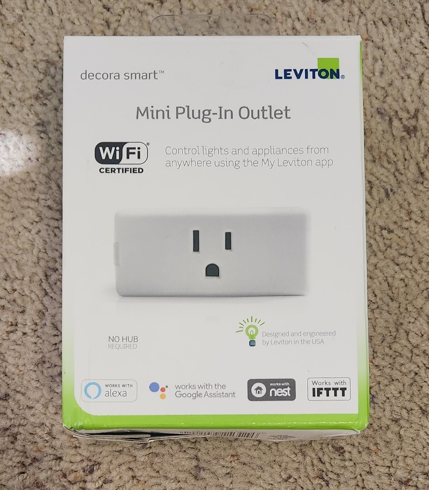 Leviton DW15P-1BW Decora Smart Wi-Fi Mini Plug-In Outlet, No Hub Required