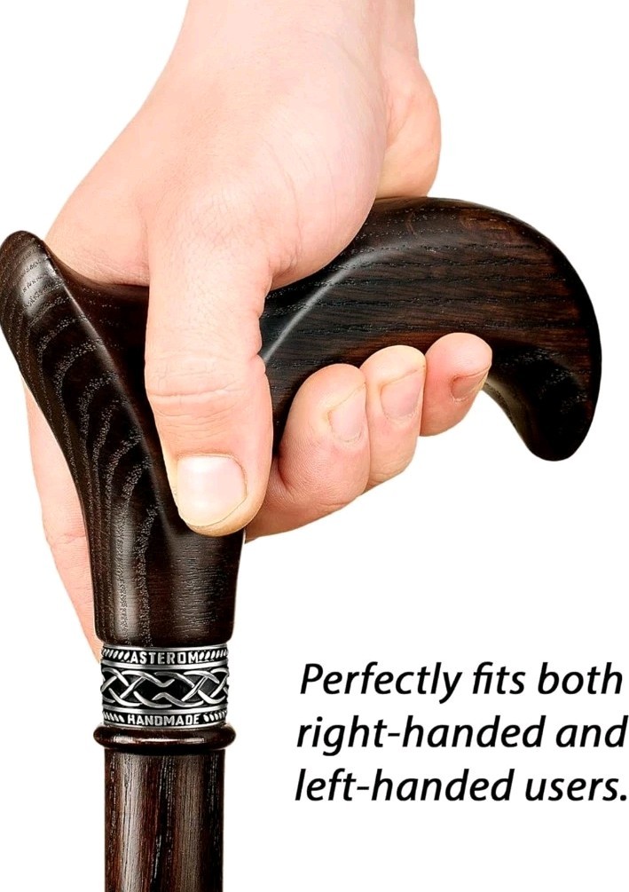 New 32 Inch Asteron Walking Cane- Ergonomic -Dark Walnut Finish/ Solid Oak Cane