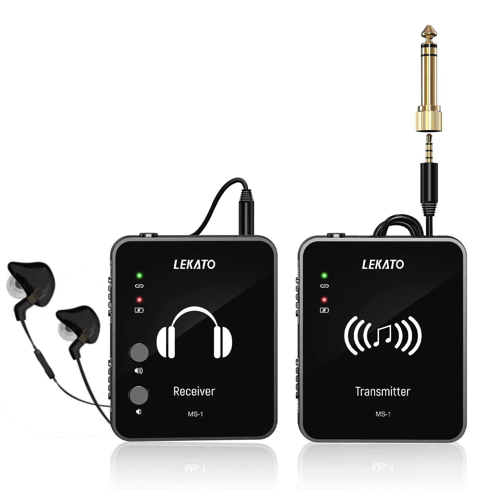Lekato 2.4G Wireless in Ear Monitor System Stereo Transmitter Receiver