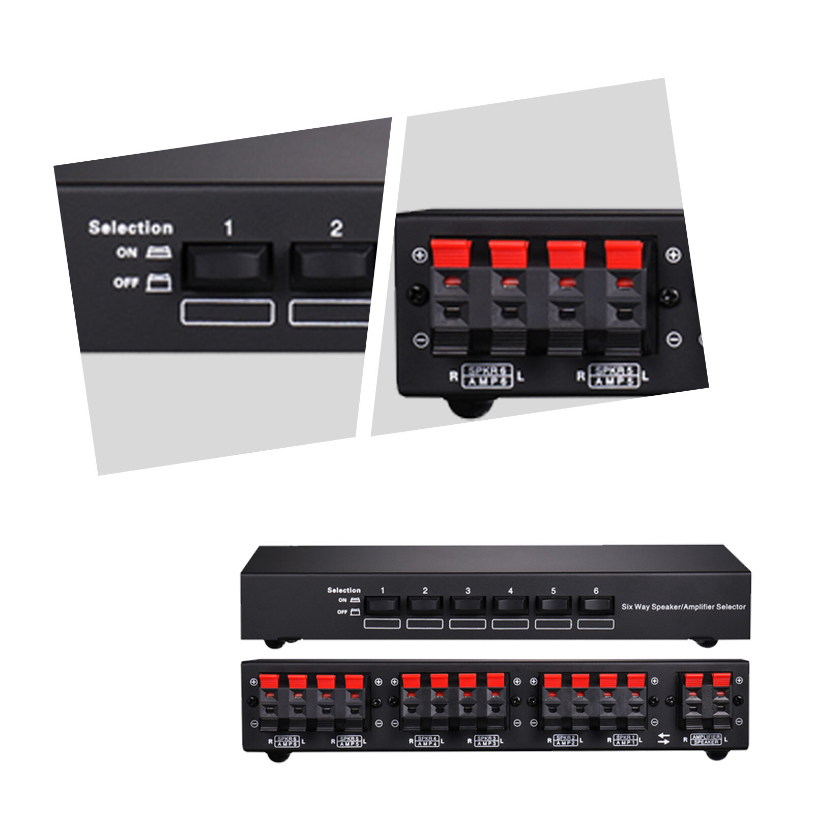 6-way Stereo Speaker Selector Switch Amplifier Selector Bidirectional SwitcherQu
