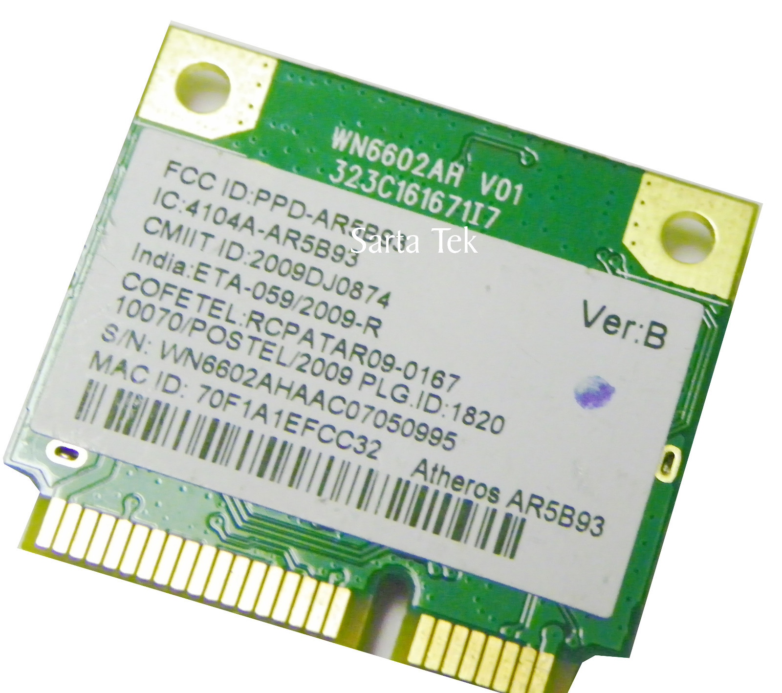 New Atheros AR5B93 802.11b/g/n Wireless PCIe Minicard original Lite-On WN6602AH