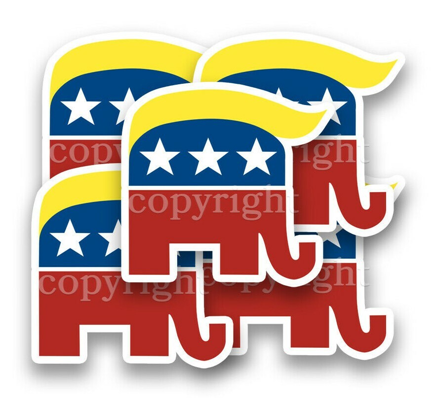 Trump  Bumper Stickers Republican Elephant Decals  3" wide 5 pack