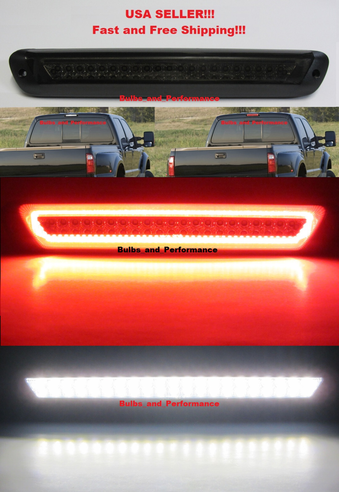 SMOKED LENS LED 3RD BRAKE LIGHT w/FLASH OP for 2004-12 CHEVY COLORADO GMC CANYON