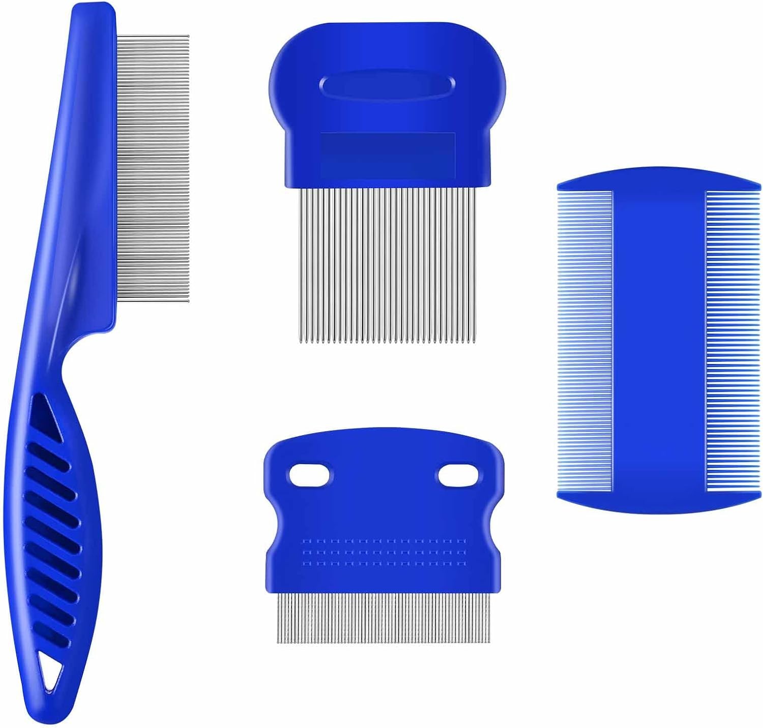 4 Pack Pet Grooming Comb Set | Double Sided Rounded Teeth | For Small Medium