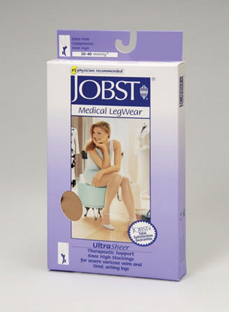 NIB WOMENS JOBST #121475 ULTRASHEER KNEE HIGH STOCKINGS 30-40 mmHg - LARGE BLACK