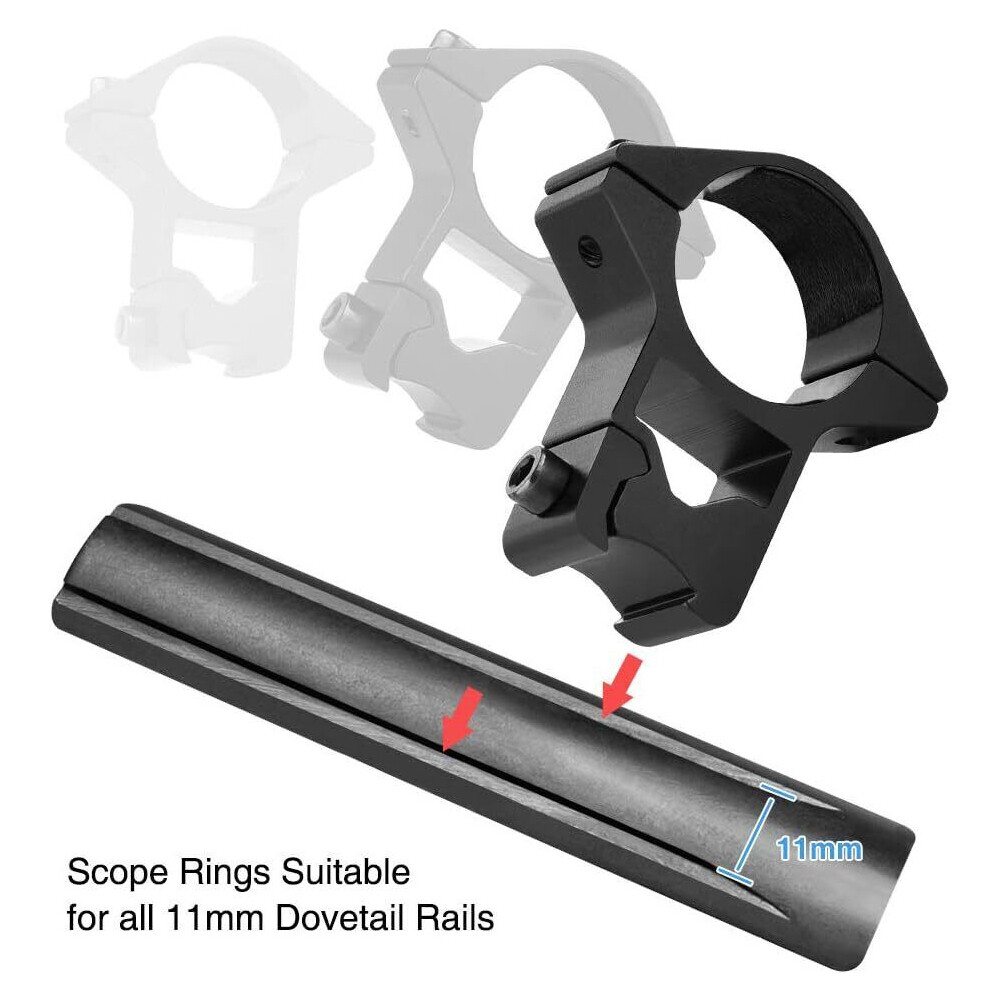 2Pcs 1 inch Diameter 11mm 3/8" High Profile See-Thru Dovetail Scope Ring Mounts