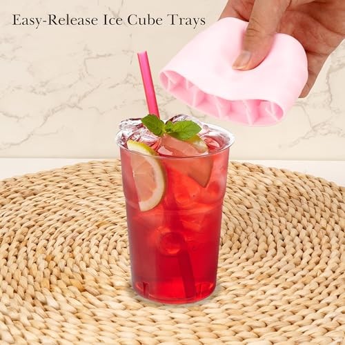 2 Pack Cylinder Silicone Ice Cube Molds, Easy-Release Ice Pink Small Squeeze