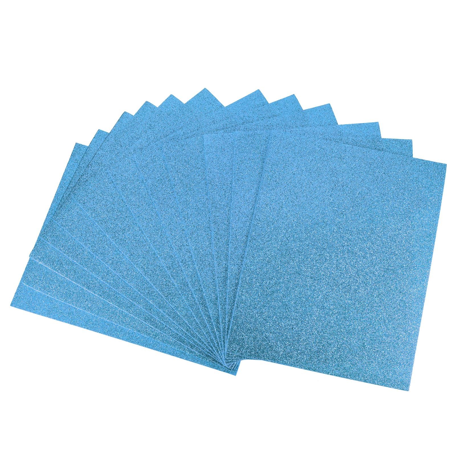 12 Pcs Blue Glitter EVA Foam Sheets 11 x 8 Inch 2mm Thick for Crafts DIY