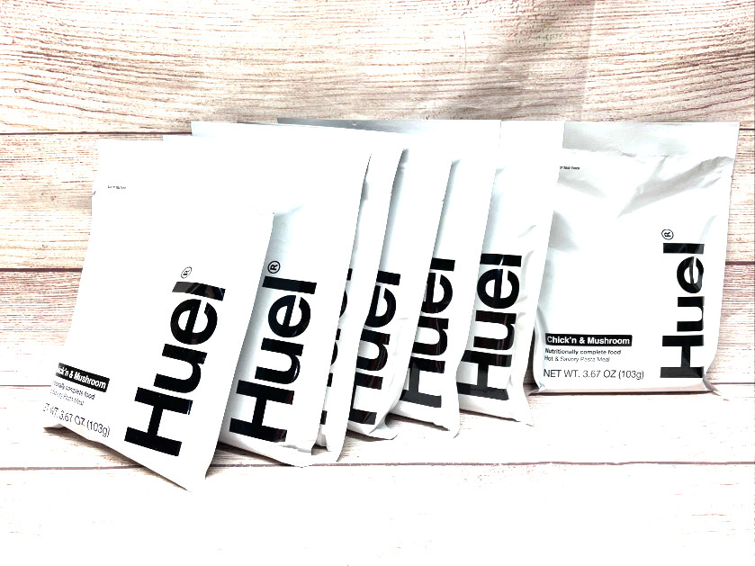 HUEL 7 Pouch CHICKEN n MUSHROOM MRE Instant Meals Vegan Wheat Pasta 24g Protein