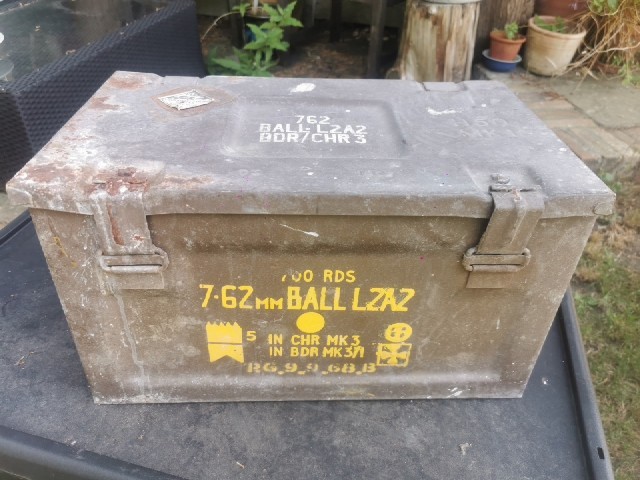 Vintage British Army Ammunition Box Metal 1968 Military Memorabilia