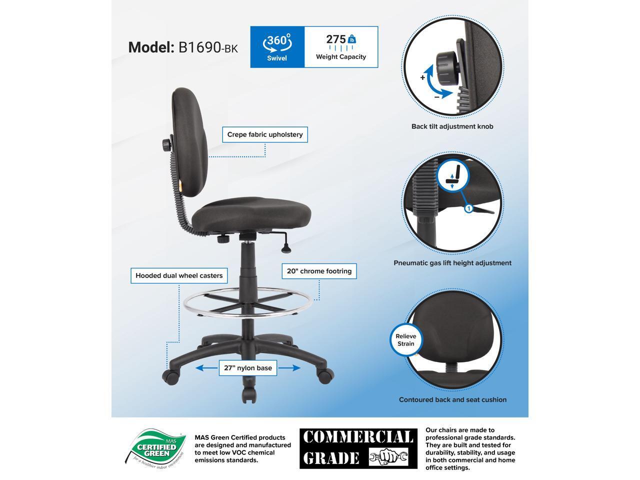 BOSS Office Products B1690-BK Drafting Stools