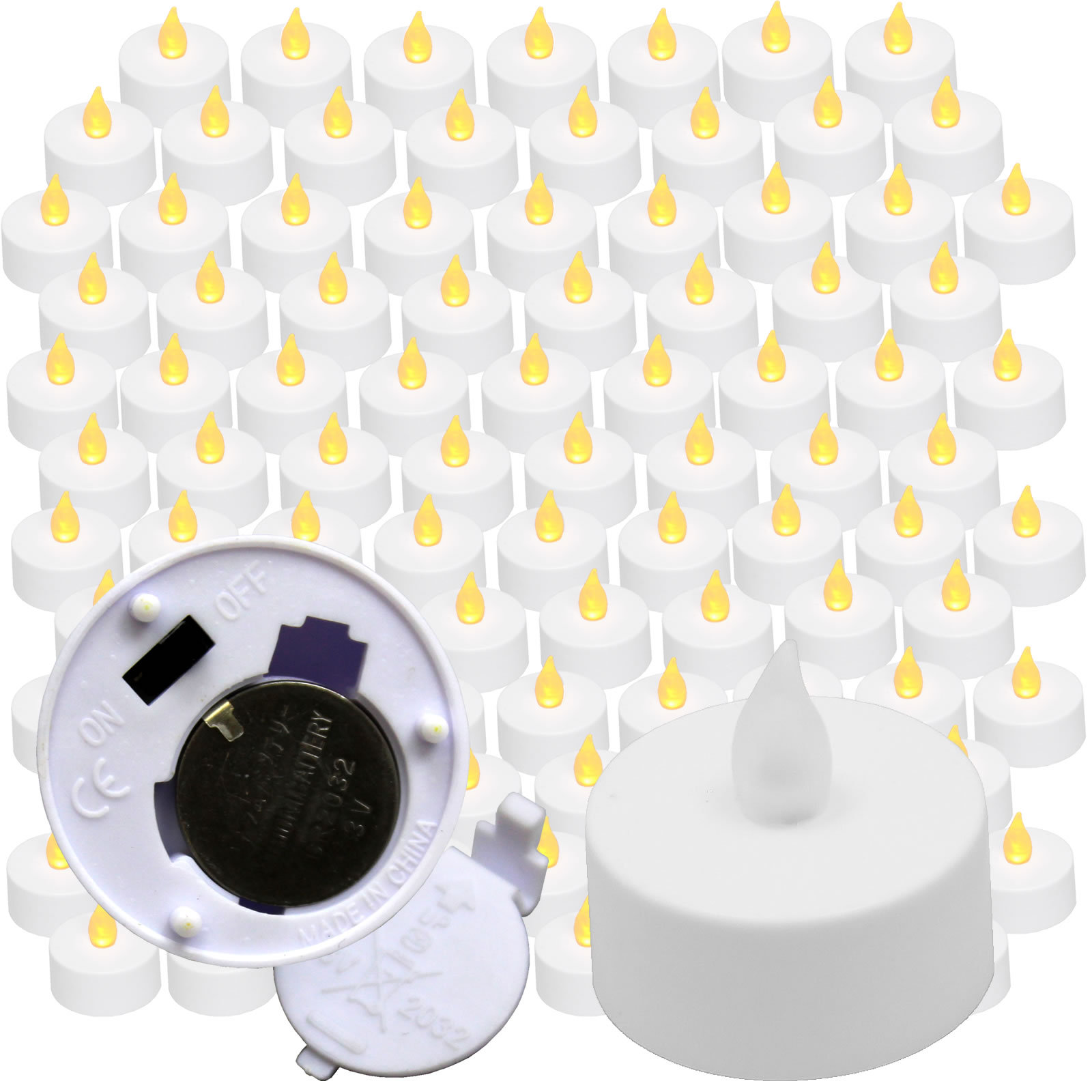 100 X Flicking AMBER Mood Color Flameless Led Lights Candle Tea Light Candles