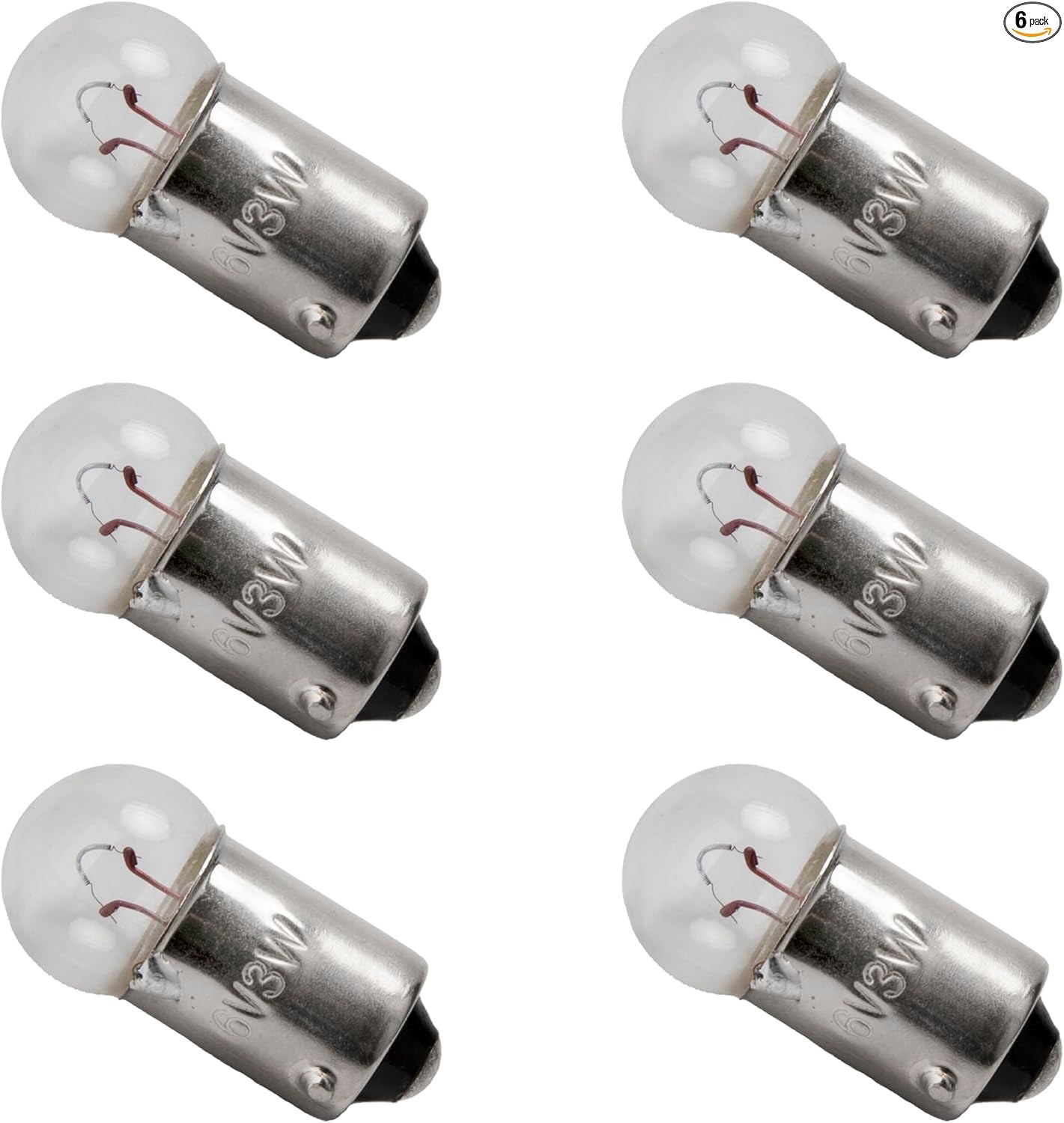 6V 3W 6 Volt 3 Watt Speedo Speedometer Light Bulb (6 pieces) Bulb model: BA9s Mi
