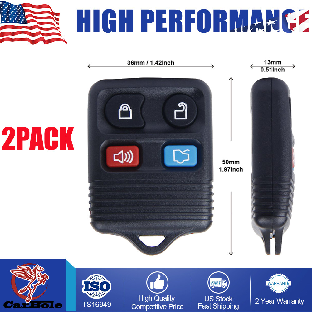 2Pack 4 button keyless entry remote key fob w/Batter For Ford Expedition Explore