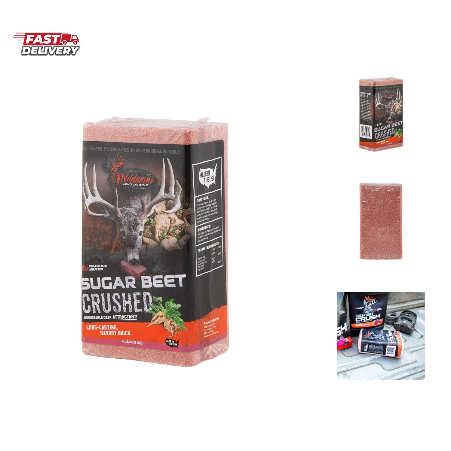 Sugar Beet Crushed 4lb Brick Deer Attractant | Easy-to-Use Long-Lasting Power...