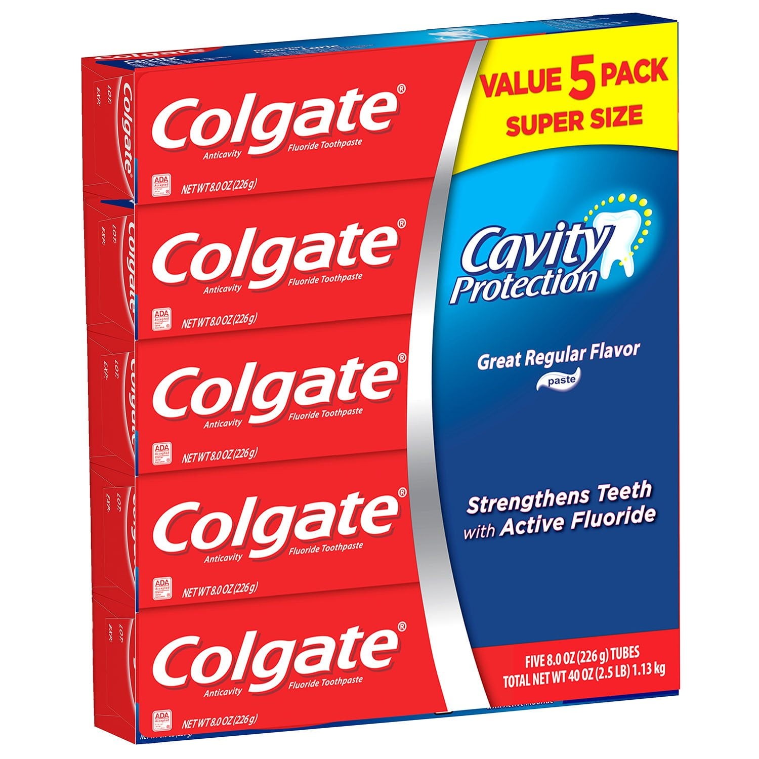Colgate Cavity Protection Toothpaste with Fluoride,  8 oz., 5 pk.(2 PACK)