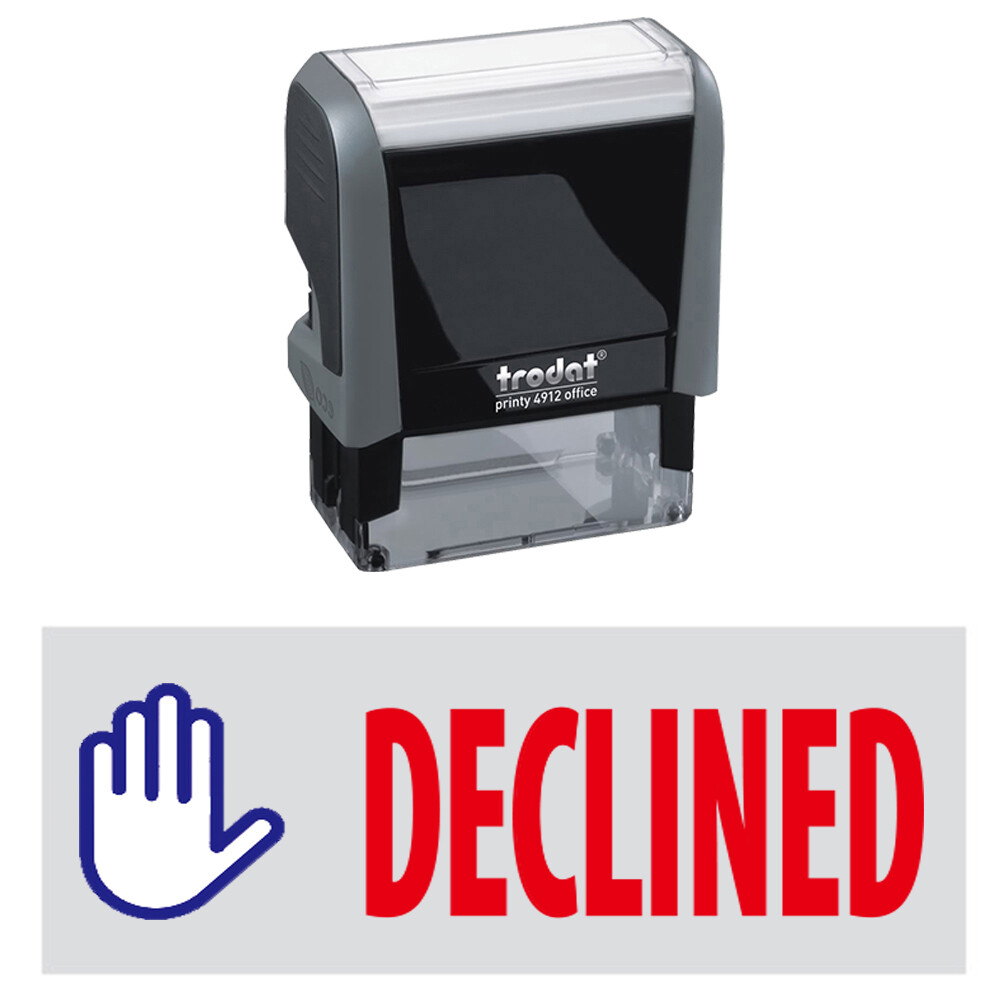 Declined w. Pic. - Trodat 4912 Self-inking Stock Stamp (2-Color Red / Blue Ink)