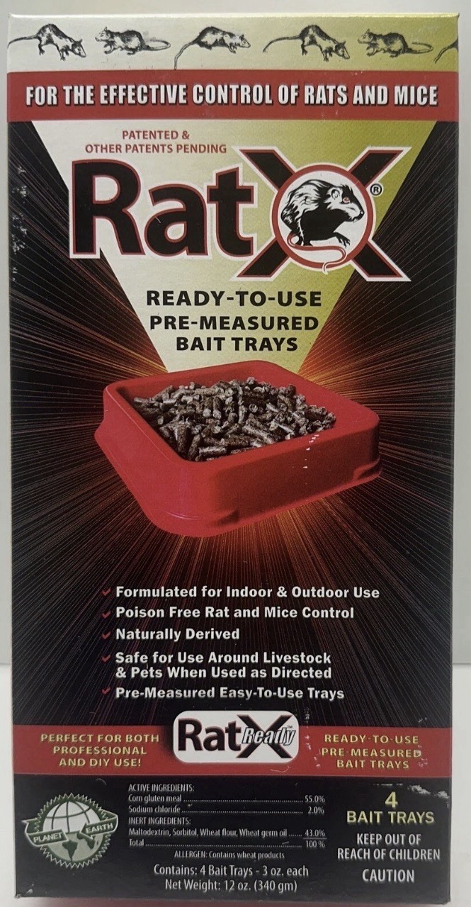 RatX 4 Bait Trays Kills Rats and Mice. Safe  Around Pets When Used As Directed