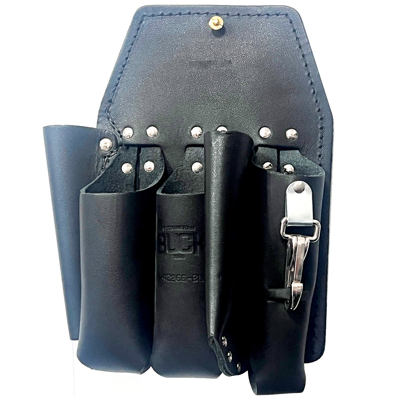 42266-BL Buckingham, 5 Tool Pocket & Knife Snap Black Leather 10"x11" Pouch