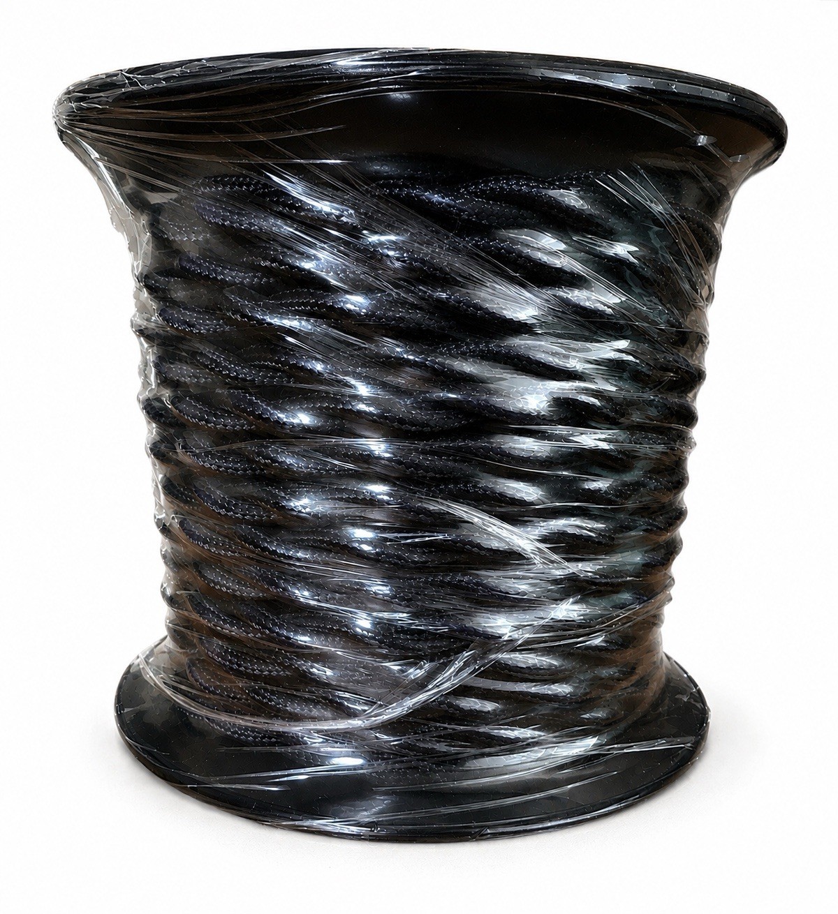 New Twisted Cloth Covered Lamp Wire Black 2 Conductor On Spool 18/2