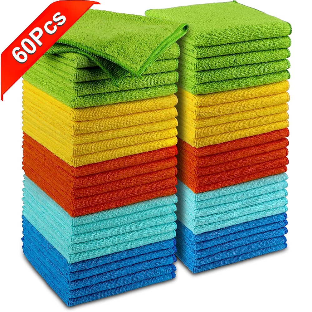 Microfiber Cleaning Cloth Set of 60 Towel Rag Car Polishing Detailing No-Scratch