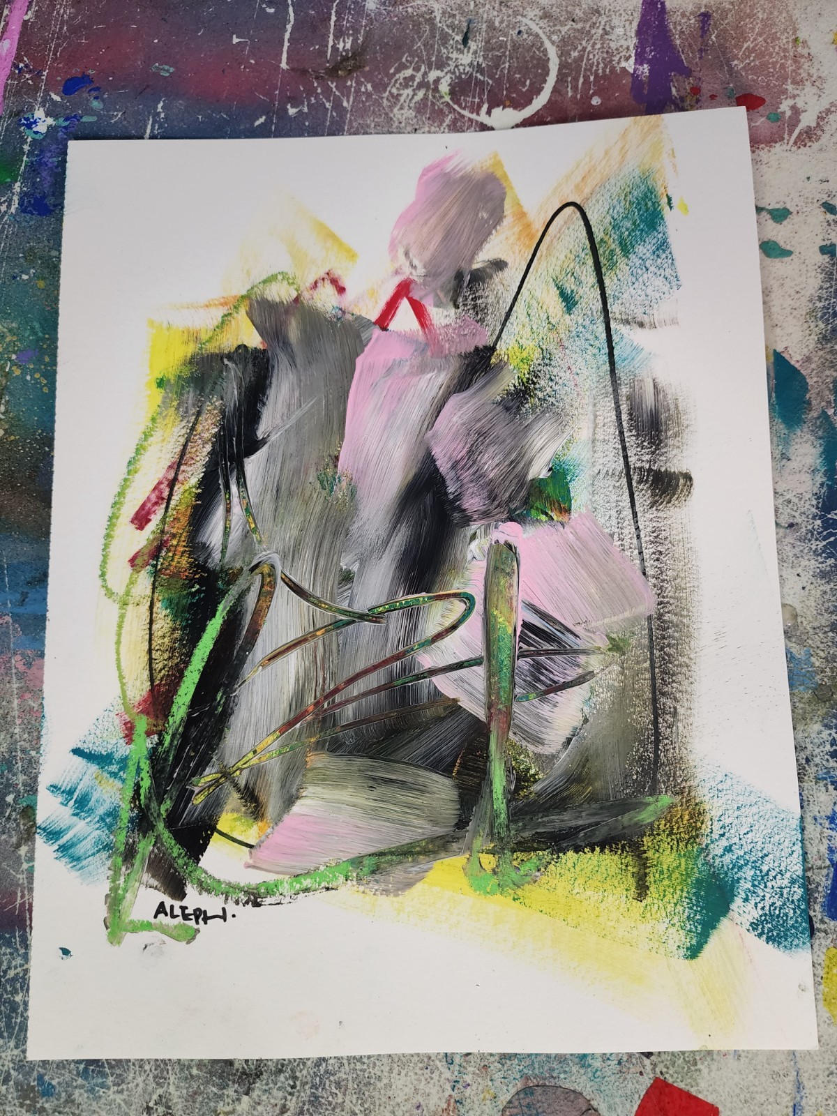 Aleph Original Art 6 14x11 Abstract Expressionism On Paper