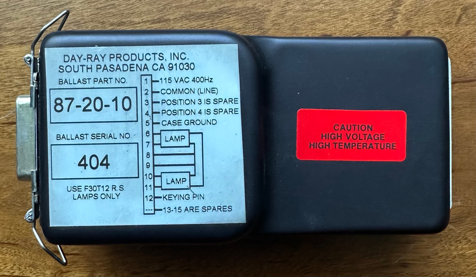 Day-Ray Products Part Number 87-20-10 Aircraft Lighting Ballast